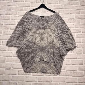 Bebe 100% Silk Tie Dye Pattern Blouse Short Sleeve Women's L